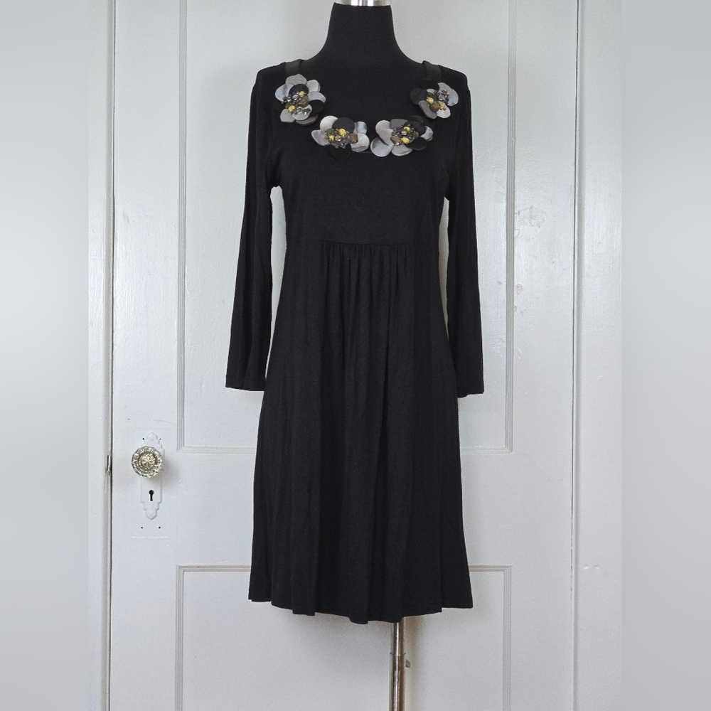 Boden Embellished Black Knit Dress Size 10